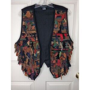 Exceptional Vest Men's Medium Leather Strand Made In India Boho Hippie EUC